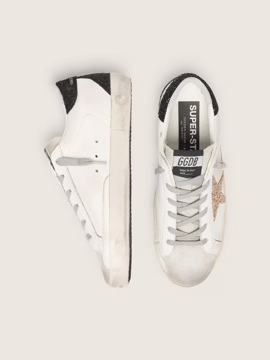 Golden Goose - Super-Star à paillettes dorées et noires