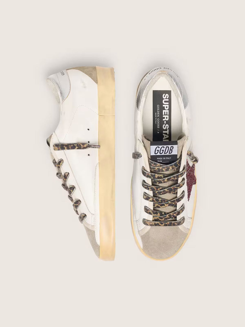 Golden Goose - Super-Star à paillettes bordeaux et argenté