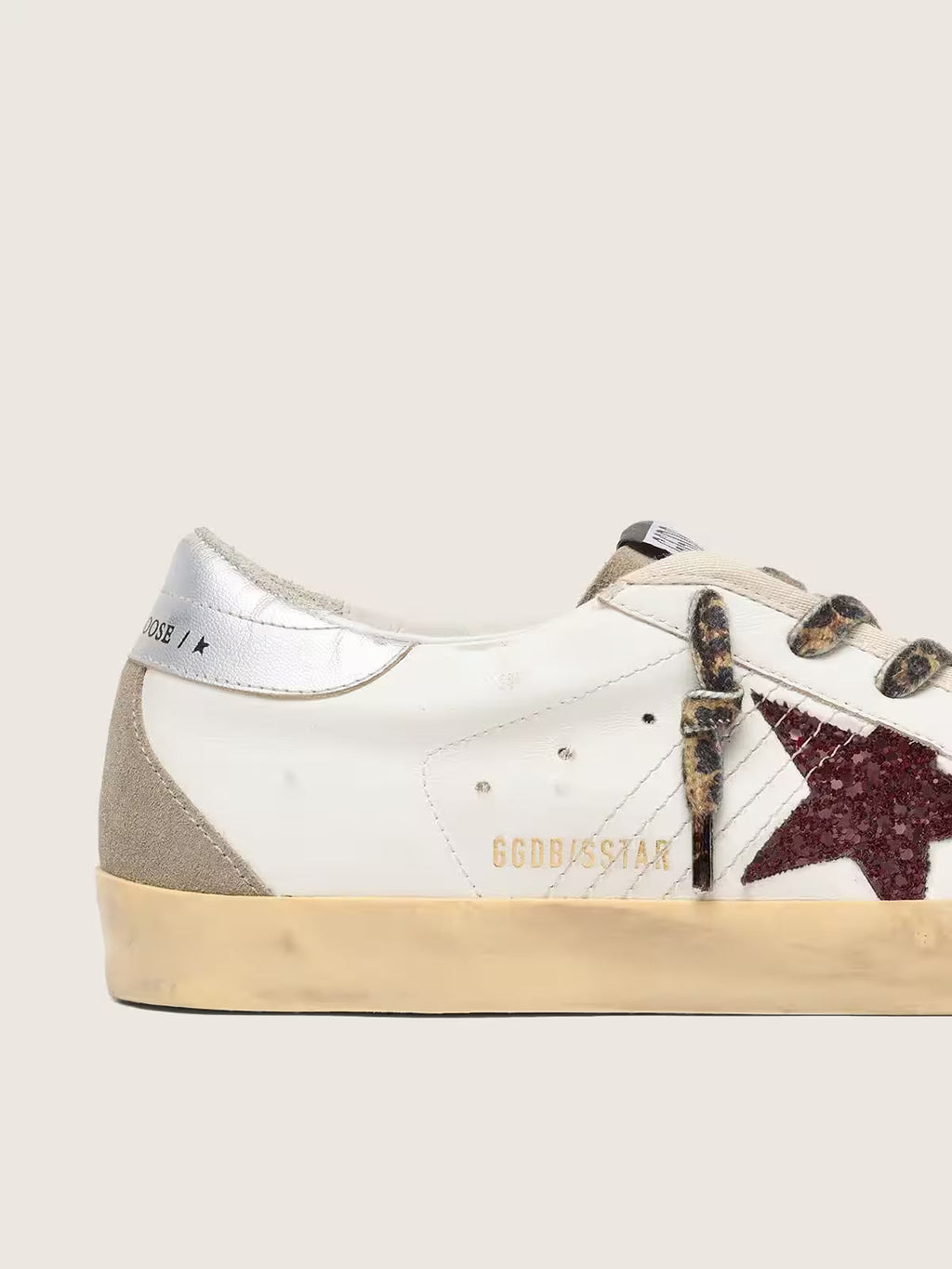 Golden Goose - Super-Star à paillettes bordeaux et argenté