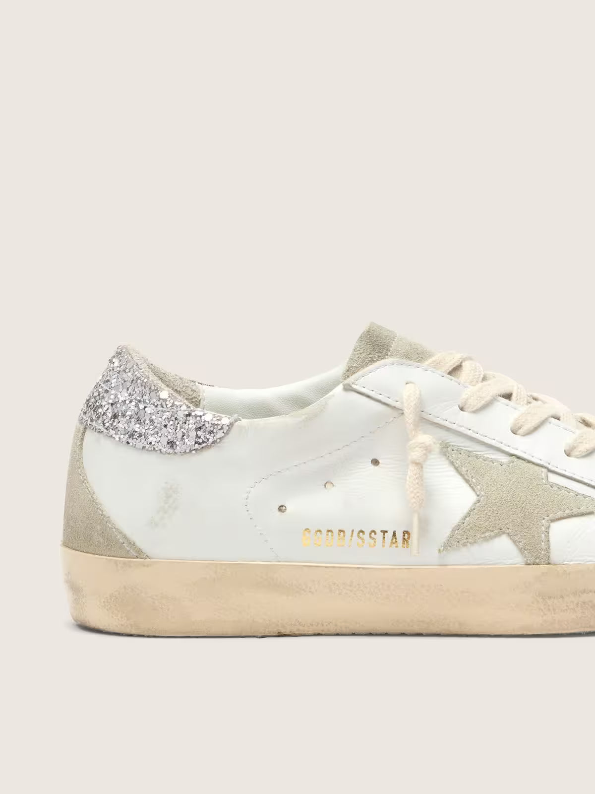 Golden Goose - Super-Star grise et à paillettes argentées