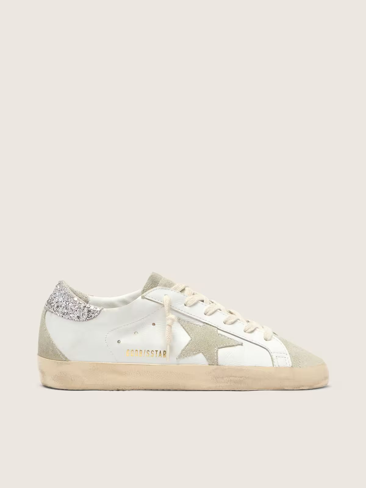 Golden Goose - Super-Star grise et à paillettes argentées