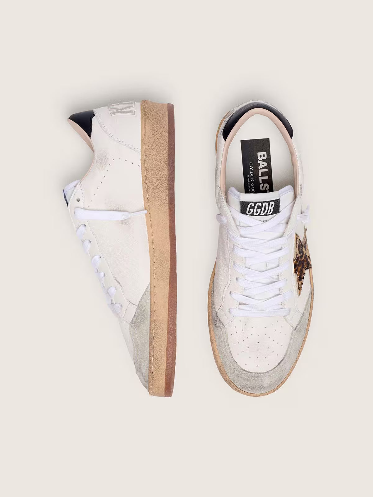 Golden Goose - Ball Star léopard et contrefort noir