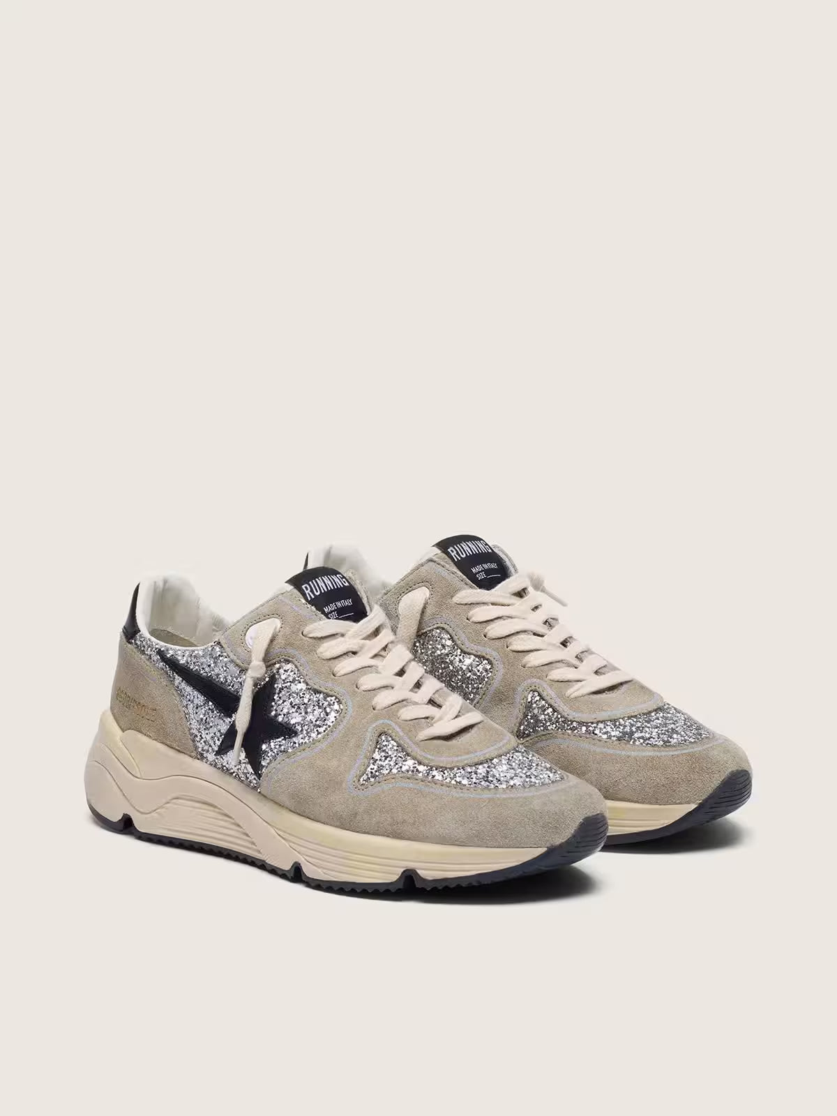 Golden Goose - Running Sole à paillettes argentées