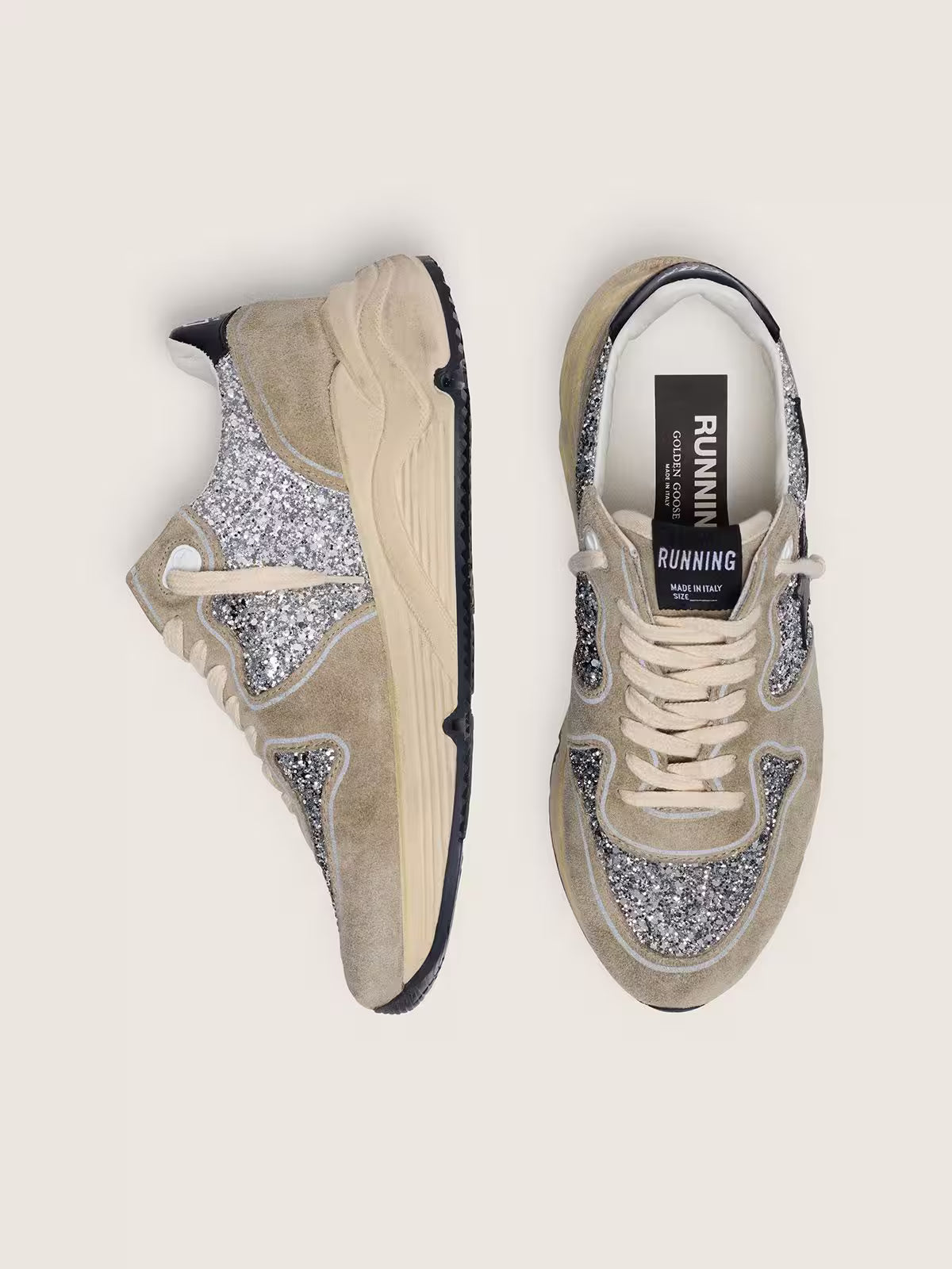Golden Goose - Running Sole à paillettes argentées